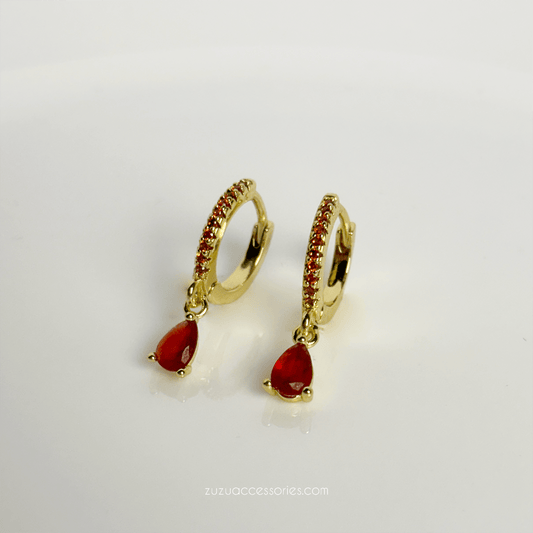 Ruby Red Dangle Earrings