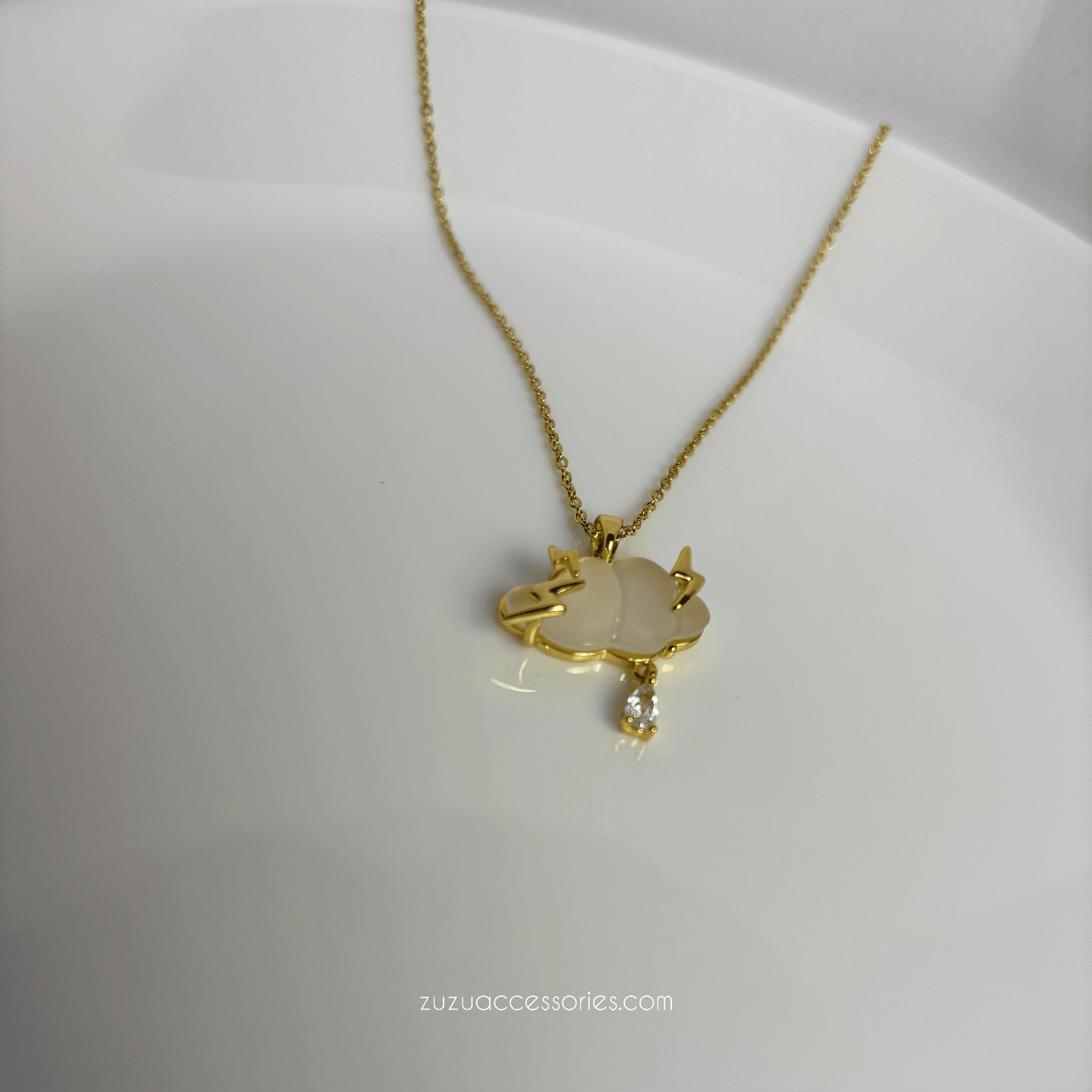 Rain Cloud White Necklace